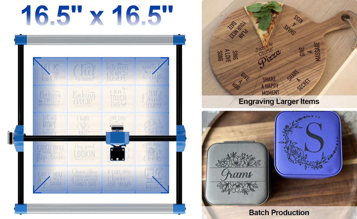 Ten produkt oferuje obszar roboczy o wymiarach 16,5' x 16,5', dostosowany do potrzeb produkcji spersonalizowanej i seryjnej. Możesz tworzyć wysokowartościowe produkty na zamówienie lub produkować niestandardowe przedmioty w małych seriach, znacznie zwiększając wydajność i redukując marnotrawstwo materiałów. Kompleksowo zwiększa Twoją zdolność produkcyjną, wydajność i rentowność.