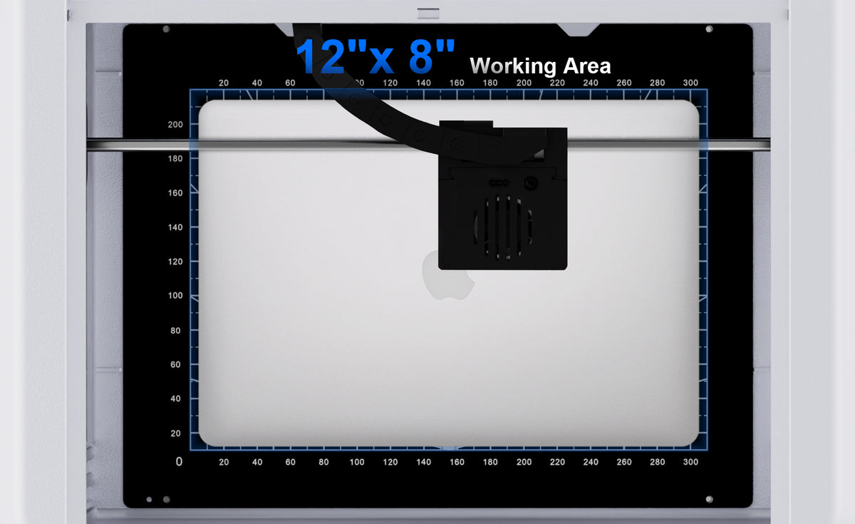 Ten produkt oferuje obszar roboczy o wymiarach 12' x 8', dostosowany do potrzeb produkcji spersonalizowanej i małoseryjnej. Możesz tworzyć wysokowartościowe produkty na zamówienie lub produkować małoseryjne, niestandardowe przedmioty, znacznie zwiększając wydajność i redukując marnotrawstwo materiałów. Kompleksowo zwiększa Twoją zdolność produkcyjną, wydajność i rentowność.