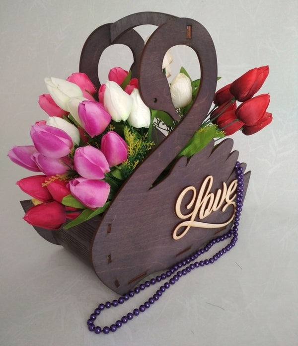 Laser Cut Swan Planter Flower Box Free Vector