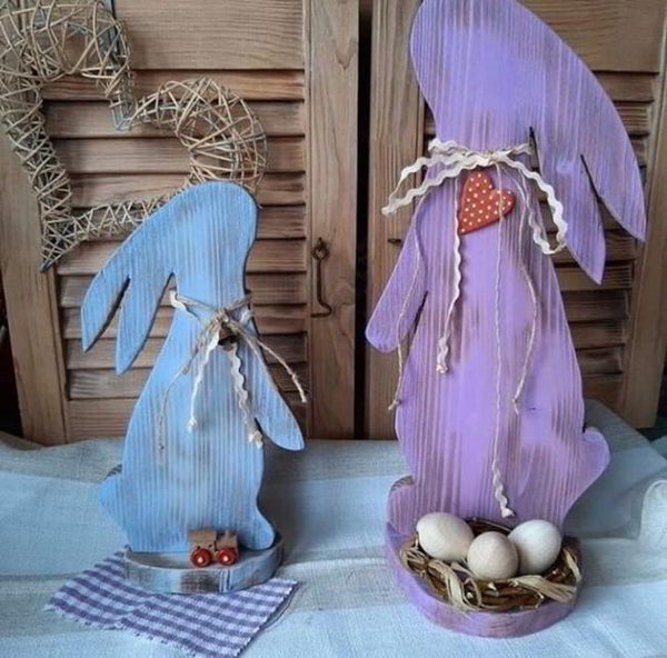 Standing Easter Bunny Rabbit Egg Holder Laser Cutting Template Free CDR Vectors Art